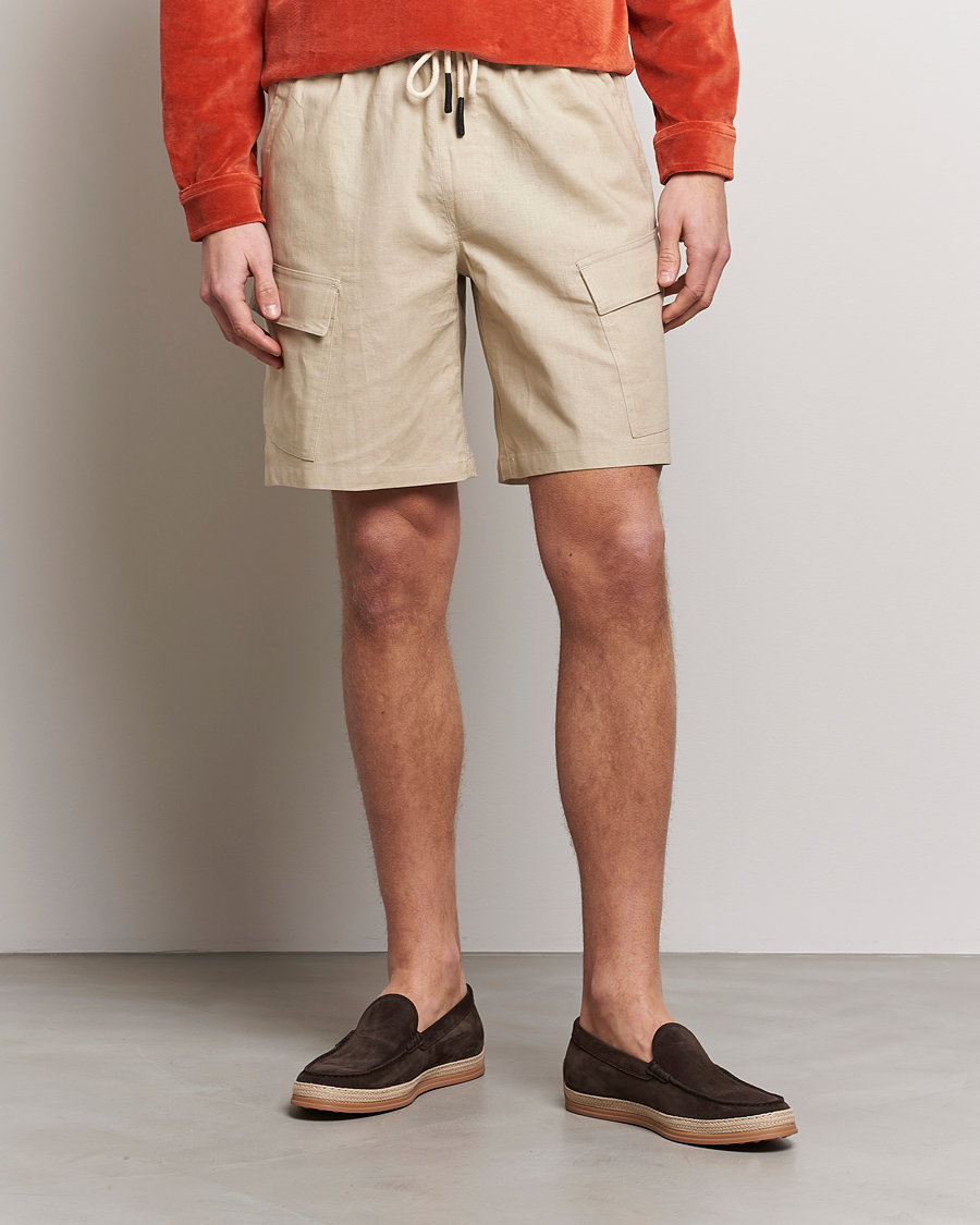 Hombres | Pantalones cortos | OAS | Cargo Linen Shorts Beige