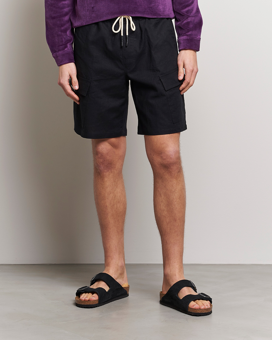 Hombres | Pantalones cortos | OAS | Cargo Linen Shorts Black