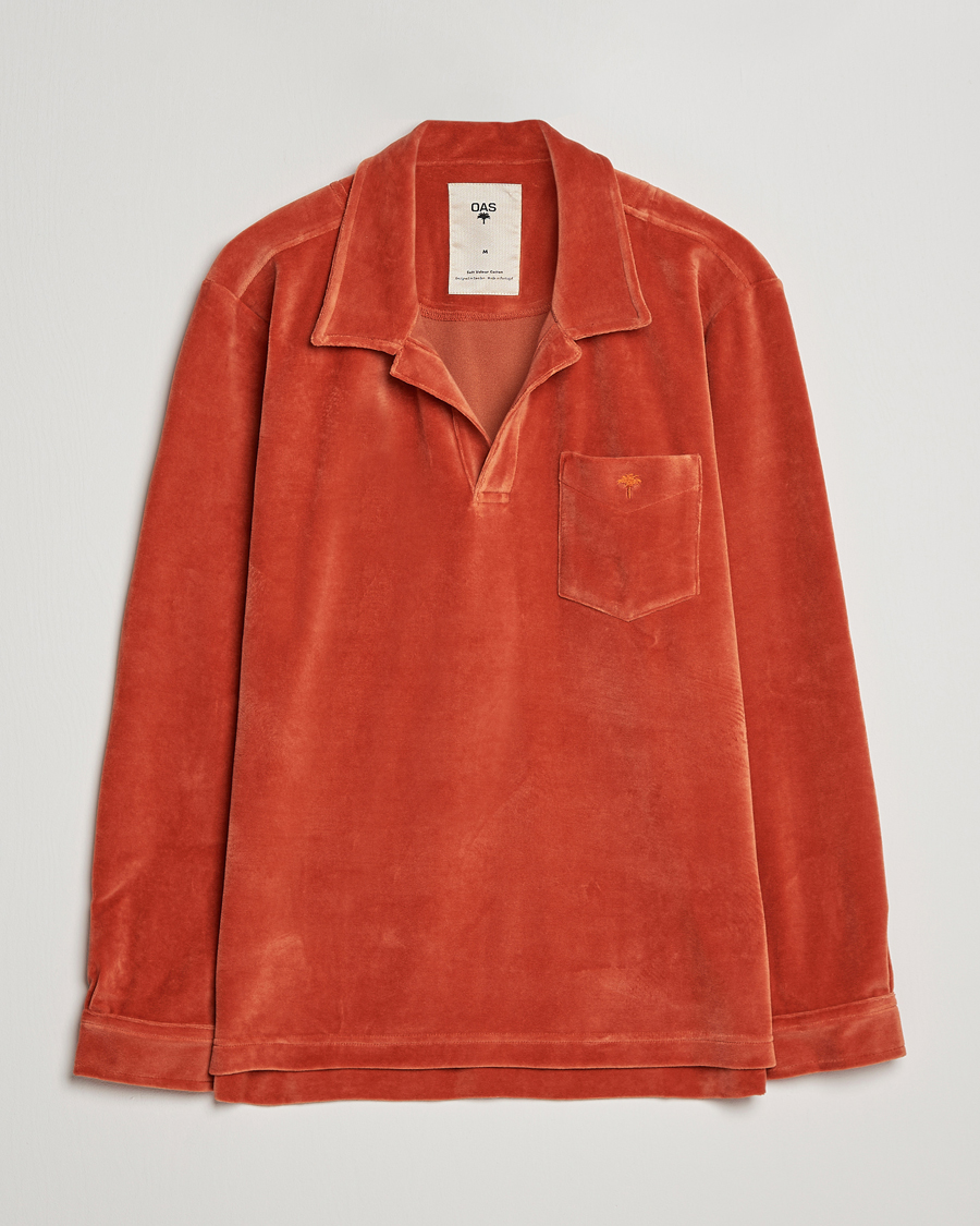 Hombres | Camisas | OAS | Long Sleeve Velour Shirt Burnt Orange