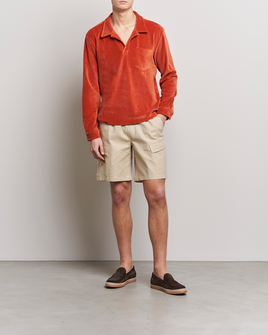 Hombres | Camisas | OAS | Long Sleeve Velour Shirt Burnt Orange
