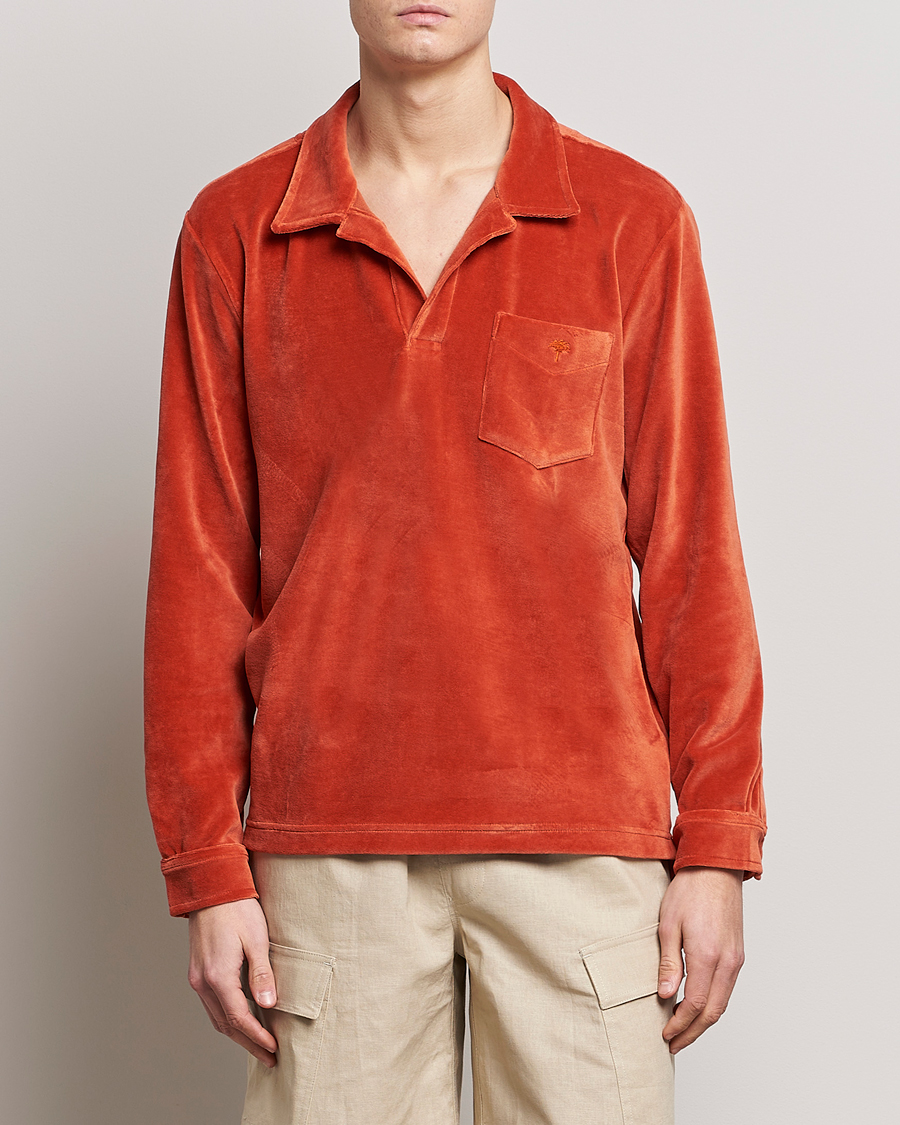 Hombres | Camisas | OAS | Long Sleeve Velour Shirt Burnt Orange