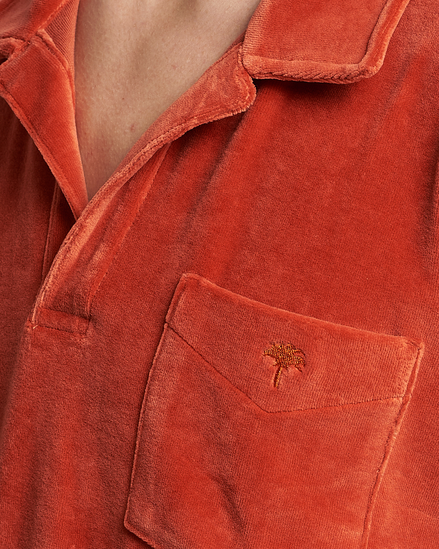 Hombres | Camisas | OAS | Long Sleeve Velour Shirt Burnt Orange