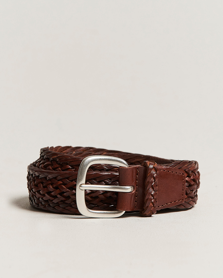 Hombres | Orciani Braided Leather Belt 3,5 cm Cognac | Orciani | Braided Leather Belt 3,5 cm Cognac