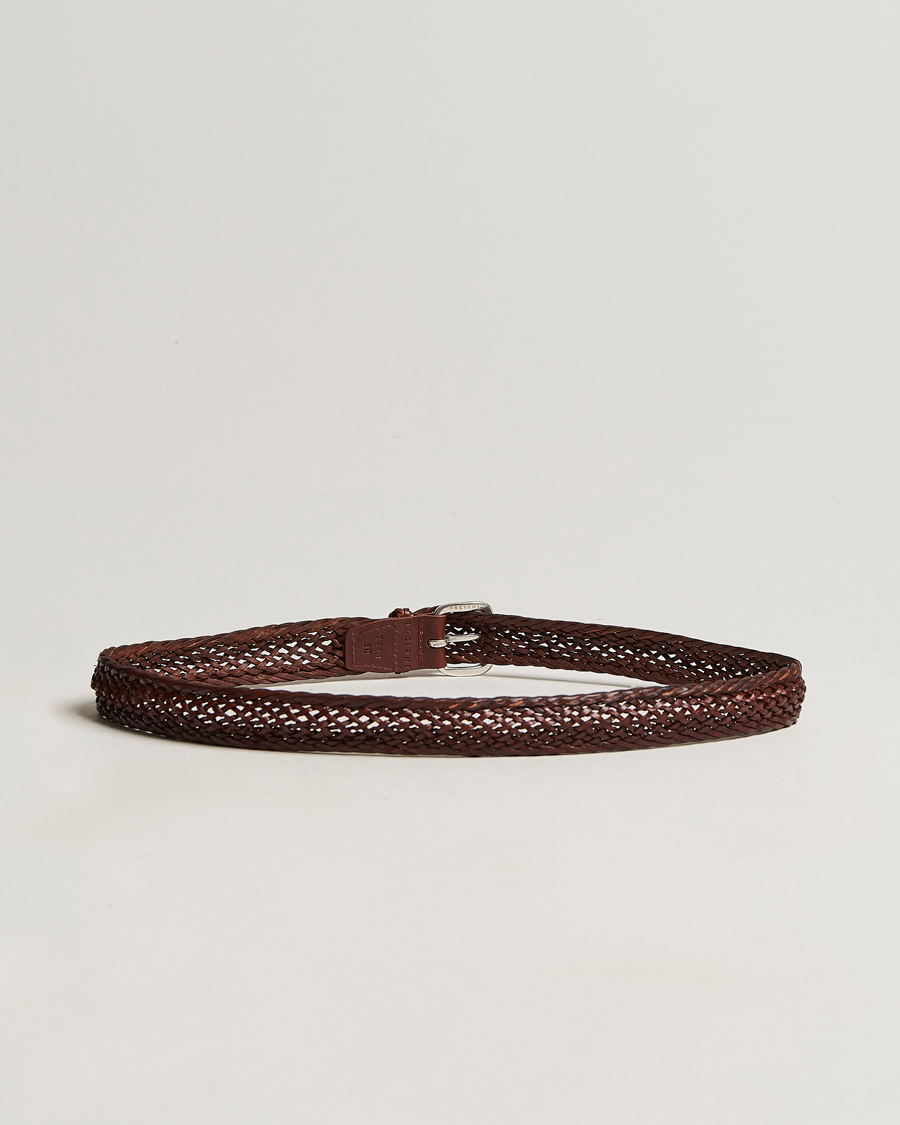 Hombres | Orciani Braided Leather Belt 3,5 cm Cognac | Orciani | Braided Leather Belt 3,5 cm Cognac