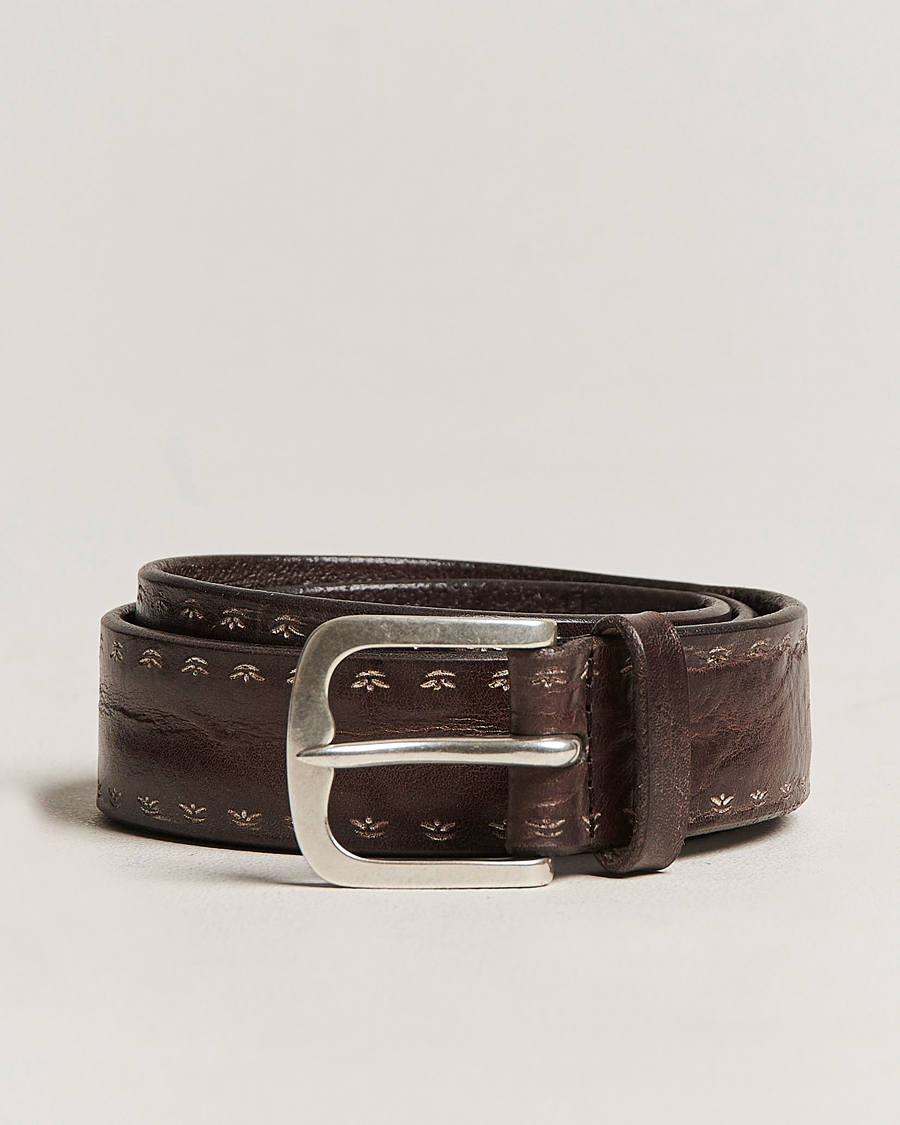 Hombres | Orciani Hand Painted Leather Belt Dark Brown | Orciani | Hand Painted Leather Belt Dark Brown