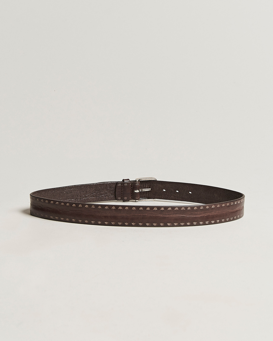Hombres | Orciani Hand Painted Leather Belt Dark Brown | Orciani | Hand Painted Leather Belt Dark Brown