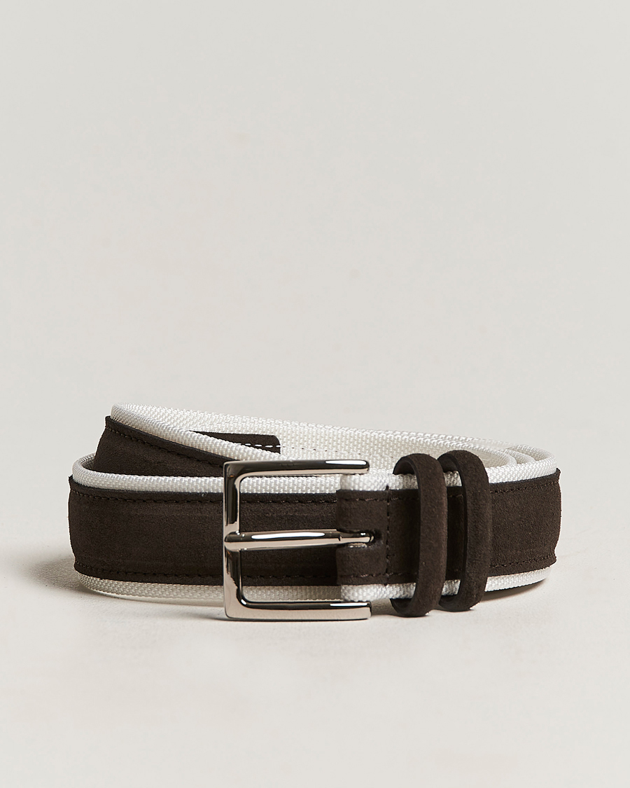 Hombres | Orciani Amalfi Suede/Canvas Belt Dark Brown | Orciani | Amalfi Suede/Canvas Belt Dark Brown