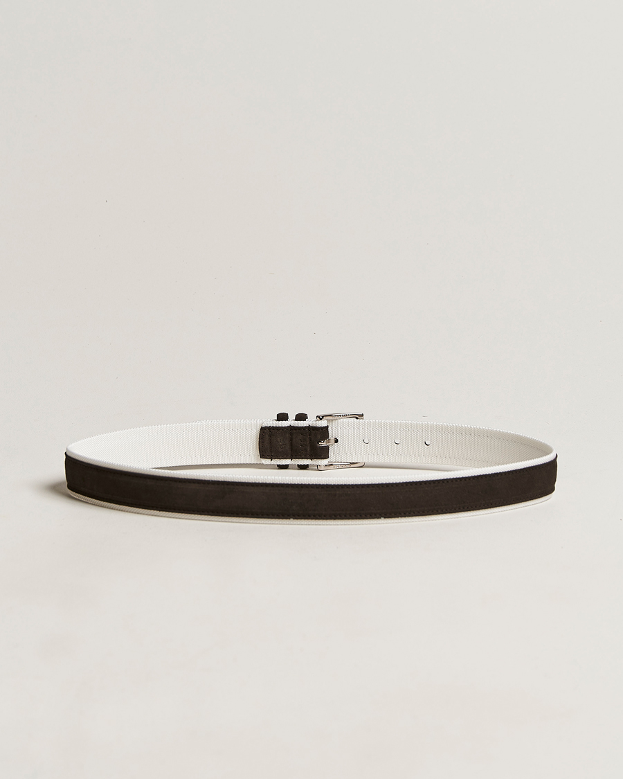 Hombres | Orciani Amalfi Suede/Canvas Belt Dark Brown | Orciani | Amalfi Suede/Canvas Belt Dark Brown