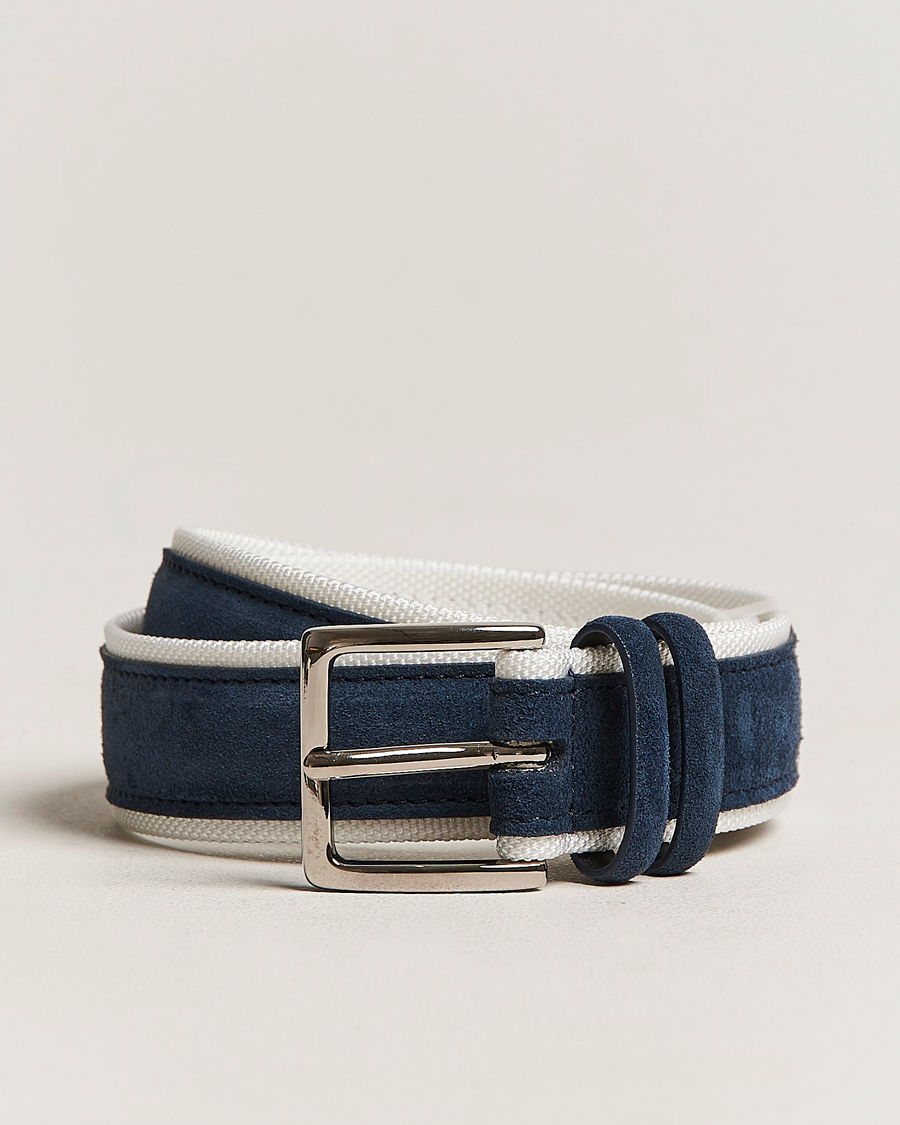 Hombres | Orciani Amalfi Suede/Canvas Belt Navy | Orciani | Amalfi Suede/Canvas Belt Navy