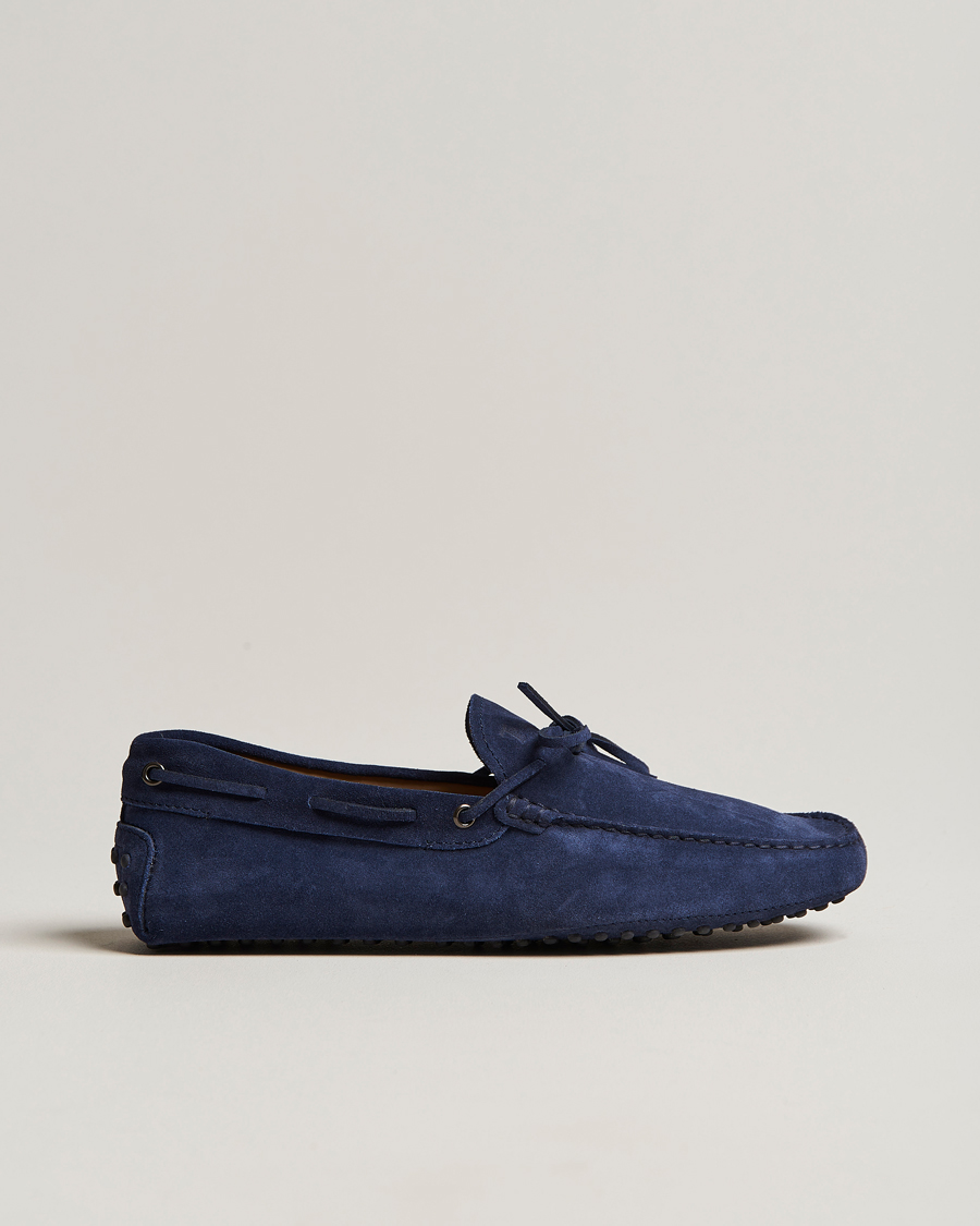 Hombres | Tod's Laccetto Gommino Carshoe Navy Suede | Tod's | Laccetto Gommino Carshoe Navy Suede