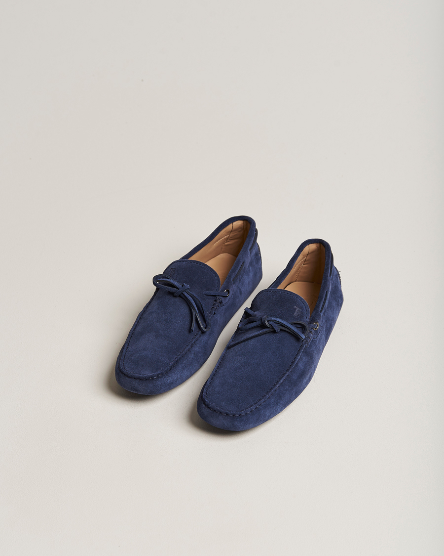 Hombres | Tod's Laccetto Gommino Carshoe Navy Suede | Tod's | Laccetto Gommino Carshoe Navy Suede