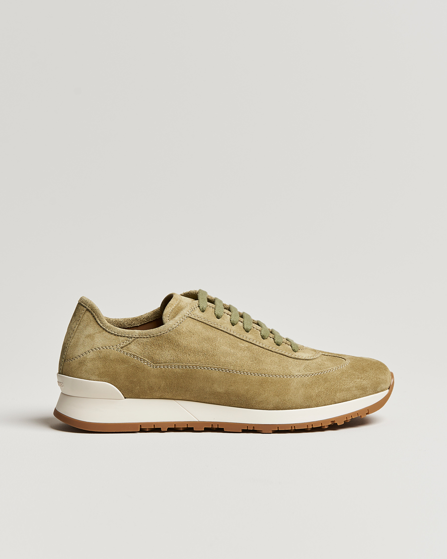 Hombres | John Lobb Hurlingham Running Sneakers Moss Suede | John Lobb | Hurlingham Running Sneakers Moss Suede