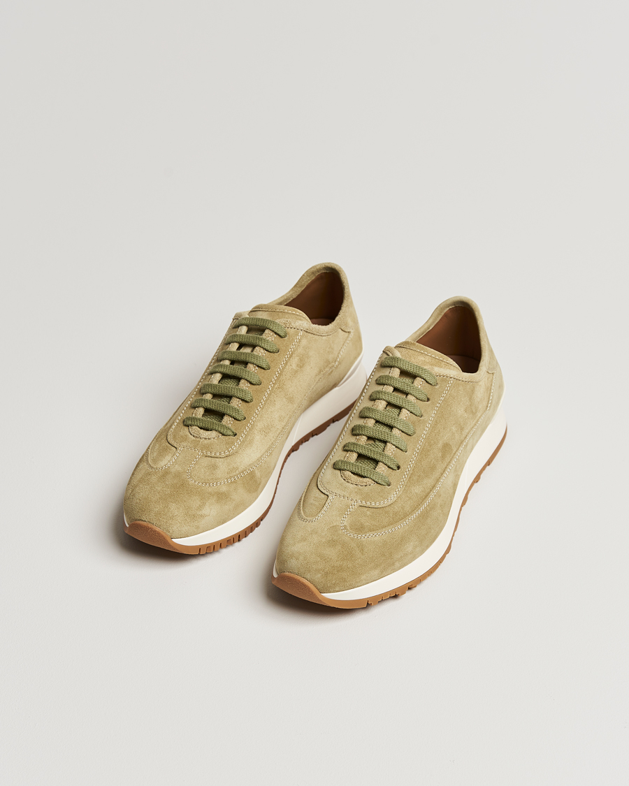 Hombres | John Lobb Hurlingham Running Sneakers Moss Suede | John Lobb | Hurlingham Running Sneakers Moss Suede