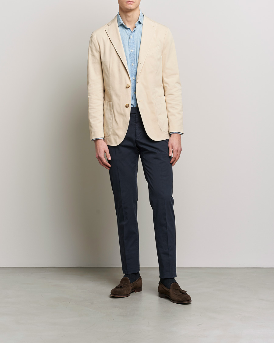Hombres | Blazers | Boglioli | K Jacket Cotton Stretch Blazer Light Beige