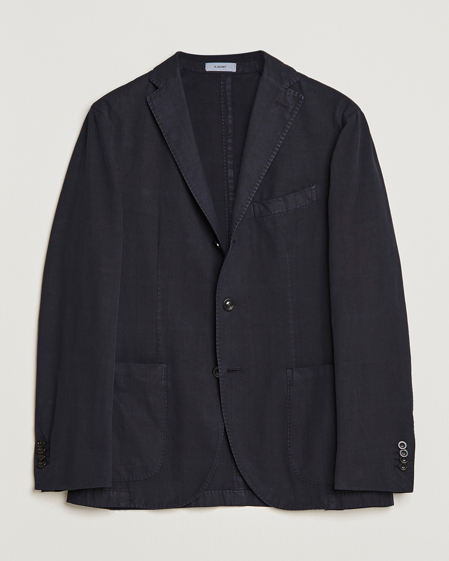 Hombres | Blazers | Boglioli | Cotton/Silk Prince Of Wales Check Blazer Navy