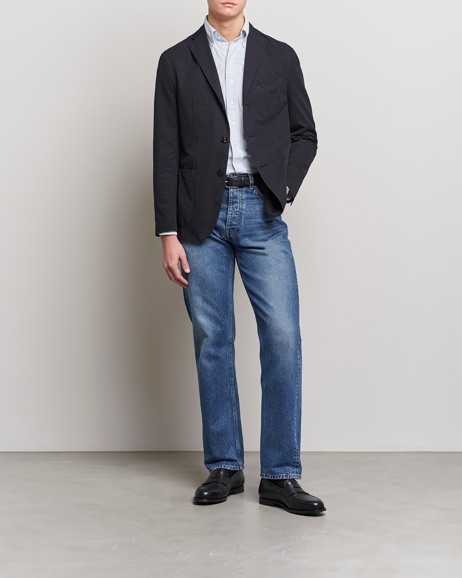 Hombres | Blazers | Boglioli | Cotton/Silk Prince Of Wales Check Blazer Navy