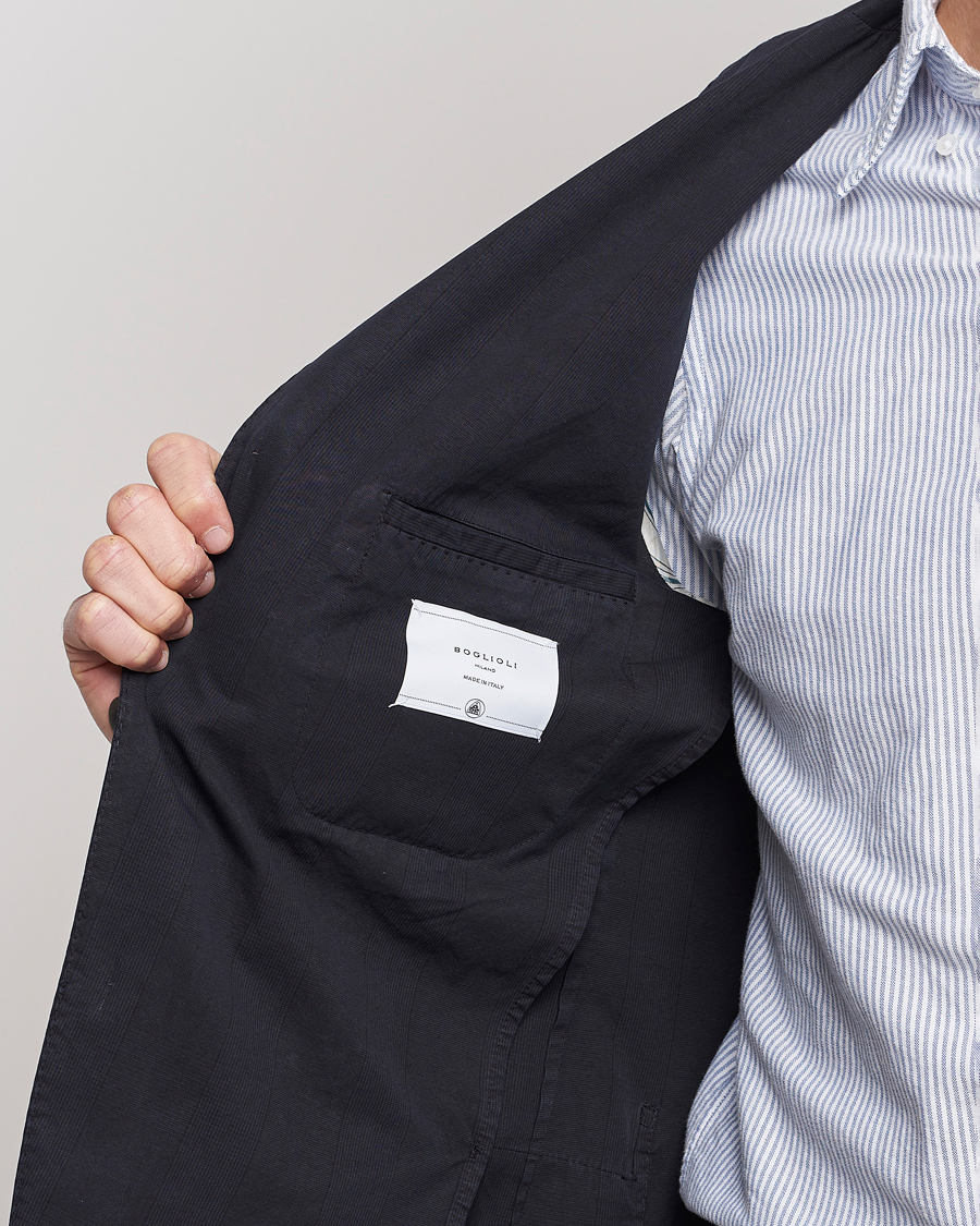 Hombres | Blazers | Boglioli | Cotton/Silk Prince Of Wales Check Blazer Navy