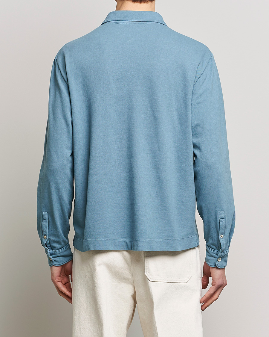 Hombres | Jerséis y prendas de punto | Boglioli | Long Sleeve Polo Light Blue