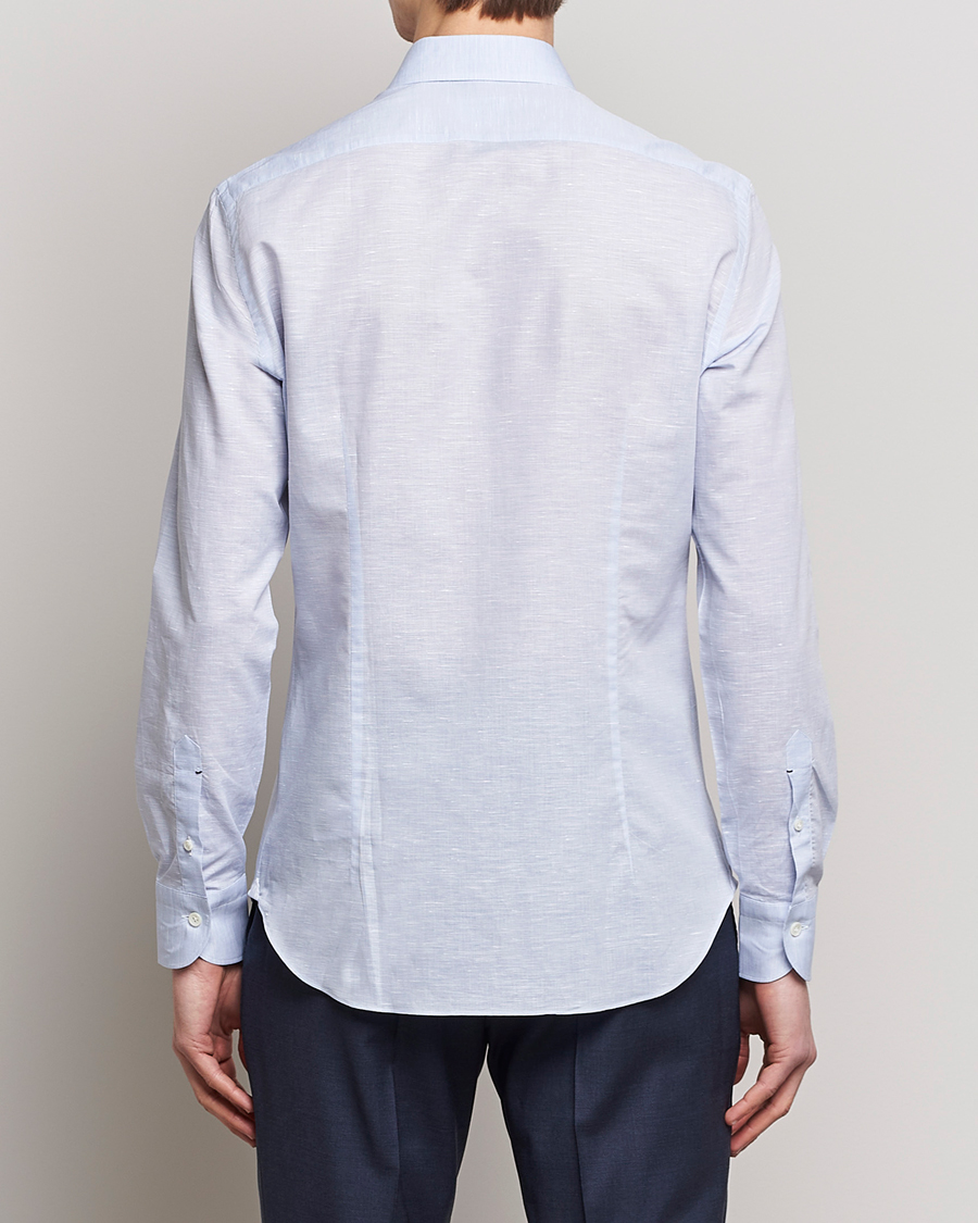 Hombres | Camisas | Mazzarelli | Soft Cotton/Linen Shirt Light Blue
