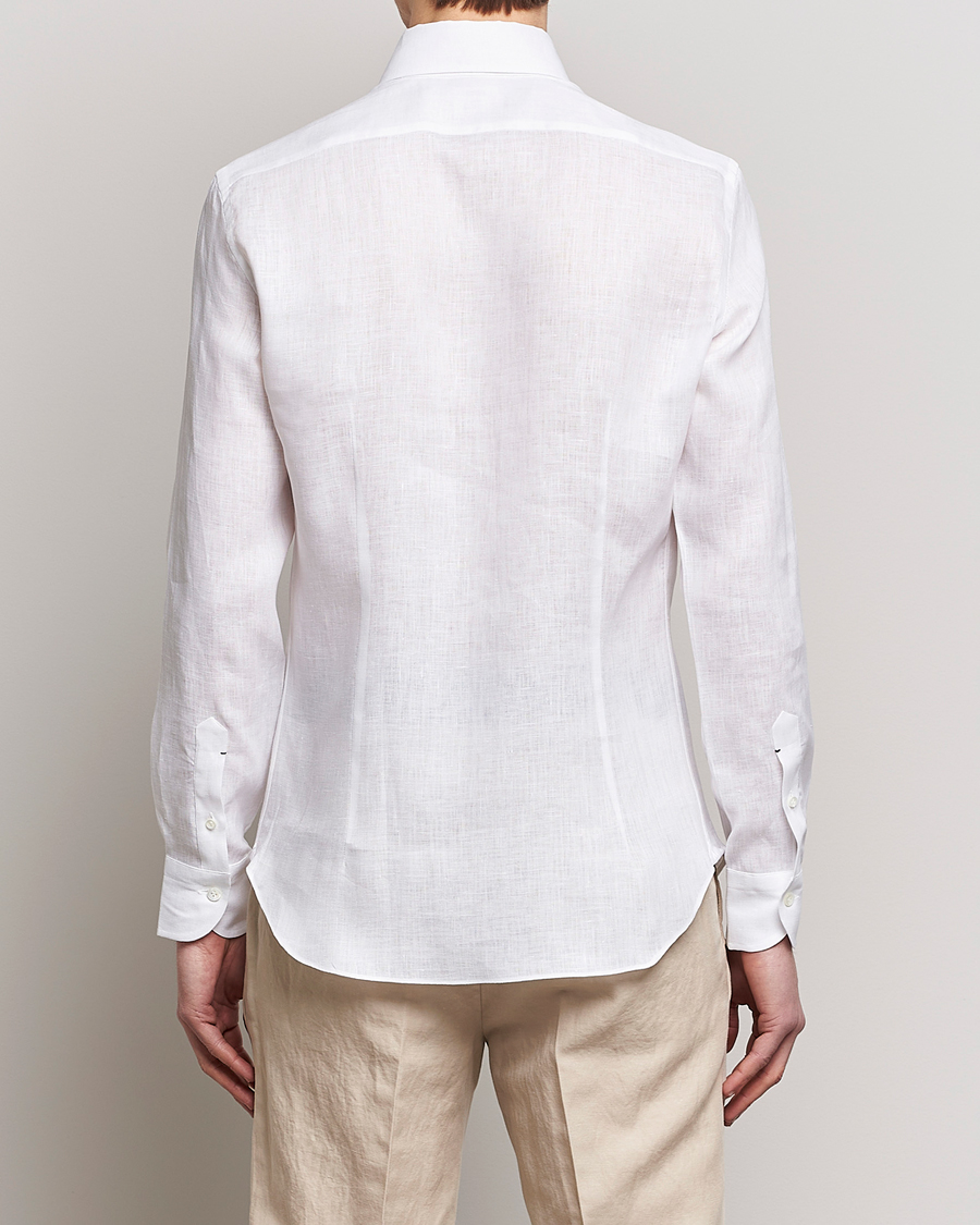 Hombres | Camisas | Mazzarelli | Soft Linen Button Down Shirt White
