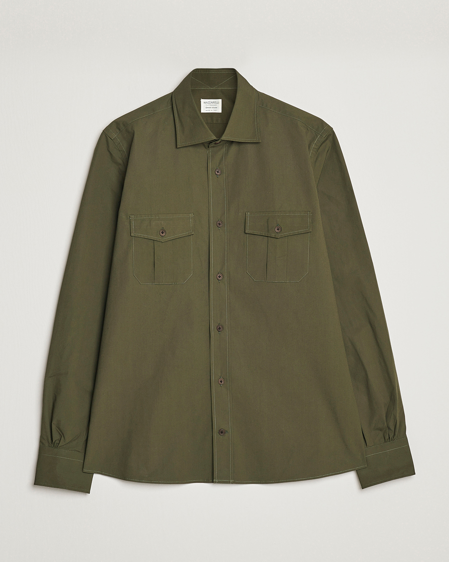 Hombres | Camisas | Mazzarelli | Safari Overshirt Olive