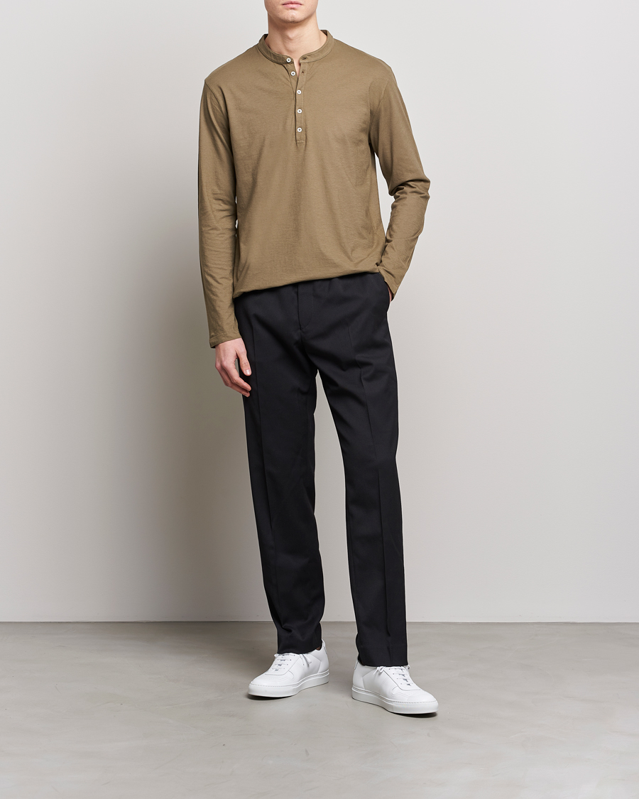 Hombres | Jerséis y prendas de punto | Massimo Alba | Hawai Watercolor Henley Green Desert