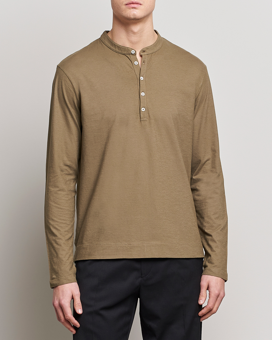 Hombres | Jerséis y prendas de punto | Massimo Alba | Hawai Watercolor Henley Green Desert