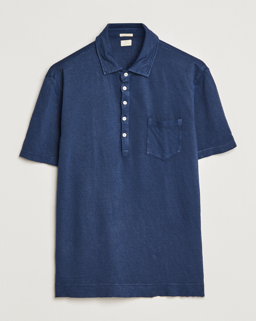 Hombres | Polos | Massimo Alba | Wembley Linen Polo Navy
