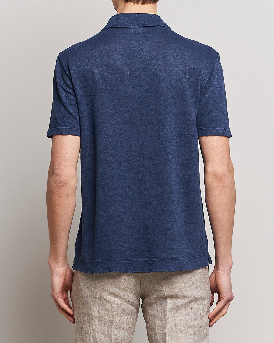 Hombres | Polos | Massimo Alba | Wembley Linen Polo Navy