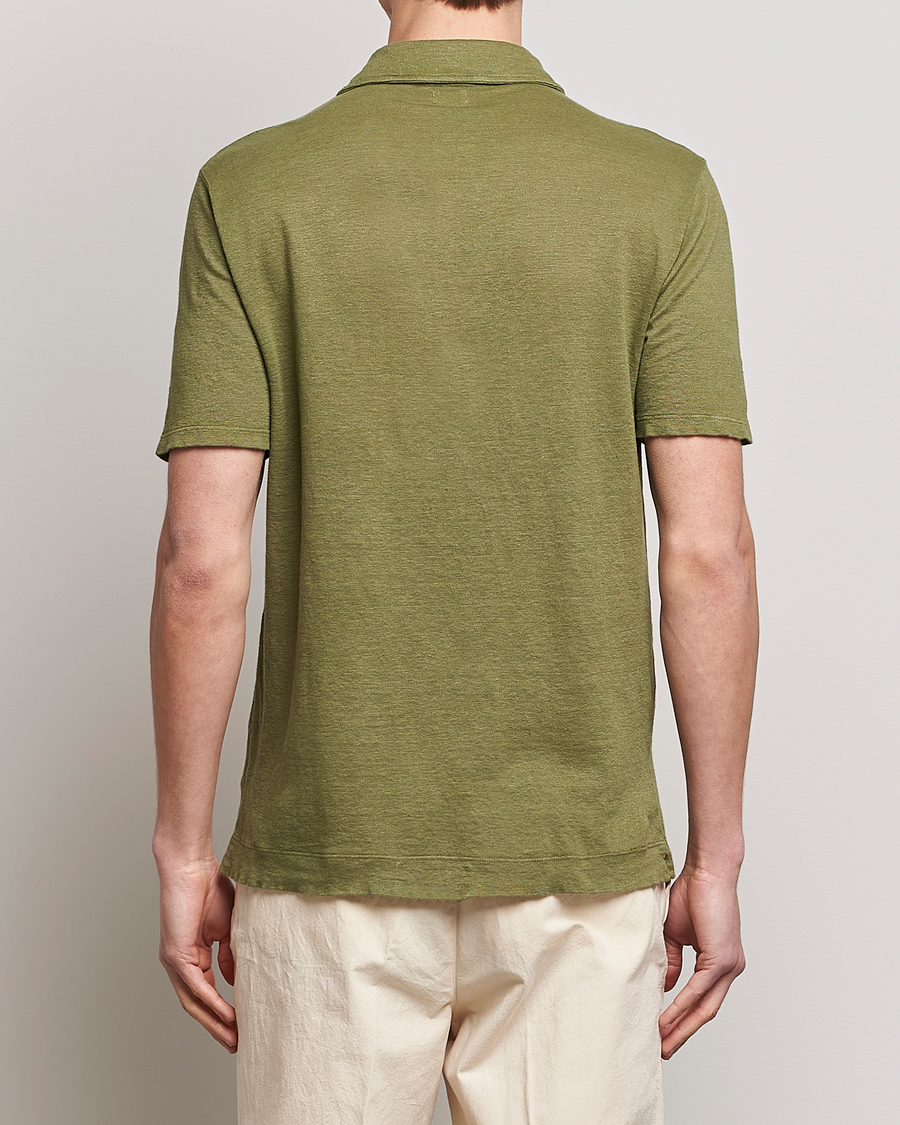 Hombres | Polos | Massimo Alba | Wembley Linen Polo Green Desert