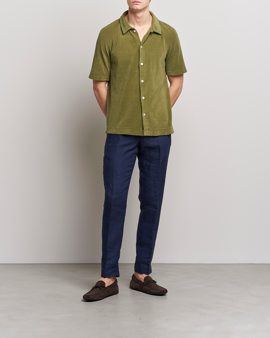 Hombres | Polos | Massimo Alba | Terry Polo Shirt Green Desert