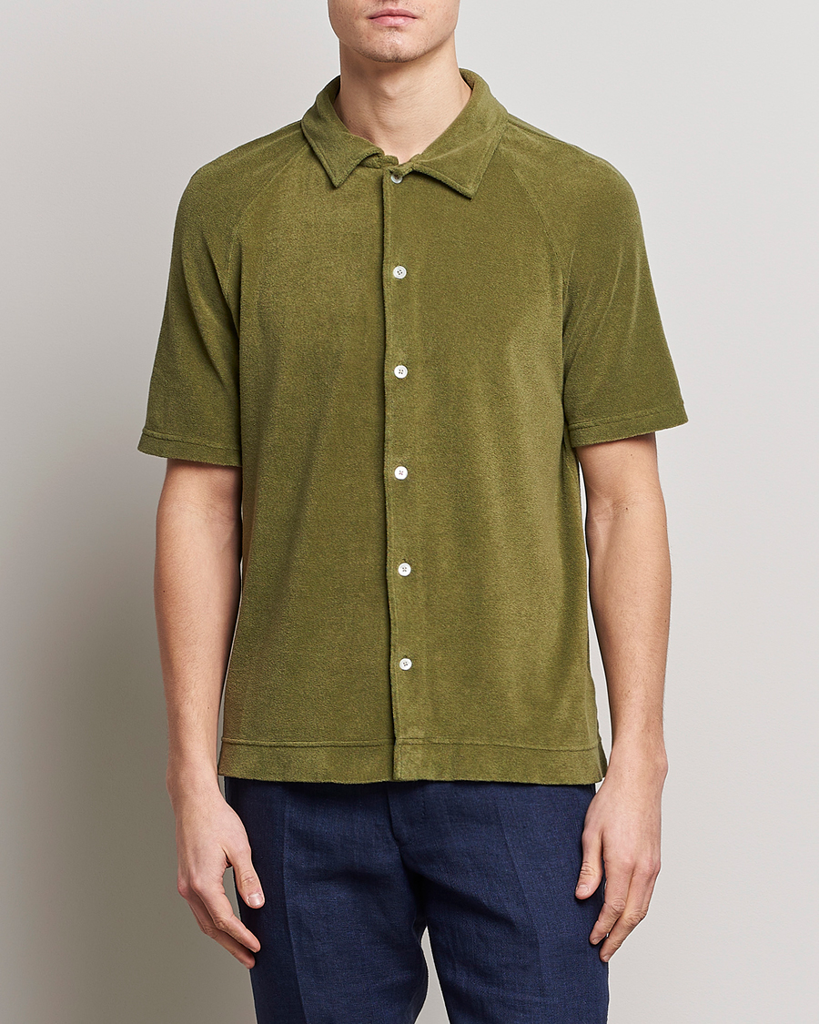 Hombres | Polos | Massimo Alba | Terry Polo Shirt Green Desert