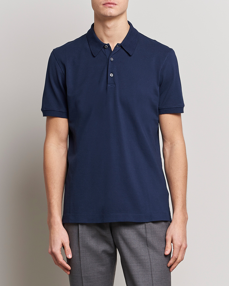 Hombres | Polos | Piacenza Cashmere | Portofino Short Sleeve Polo Navy