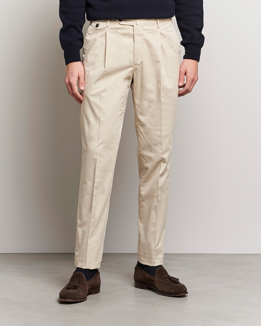 Hombres | Pantalones | PT01 | Gentleman Fit Cotton Stretch Chinos Light Beige