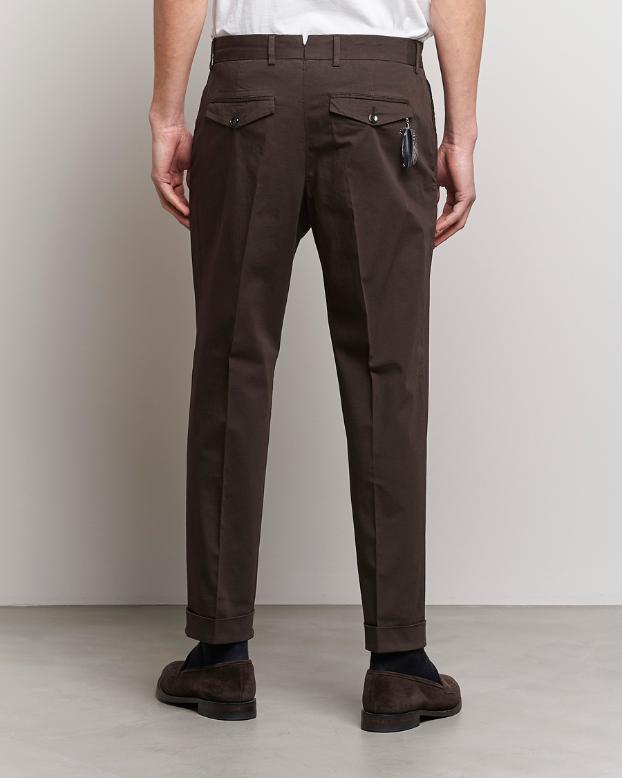 Hombres | Pantalones | PT01 | Slim Fit Pleated Linen Blend Trousers Chocolate
