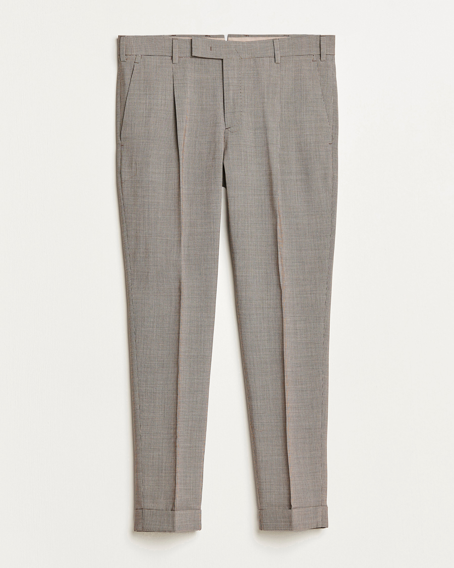 Hombres | Pantalones | PT01 | Slim Fit Pleated Soft Wool Trousers Beige