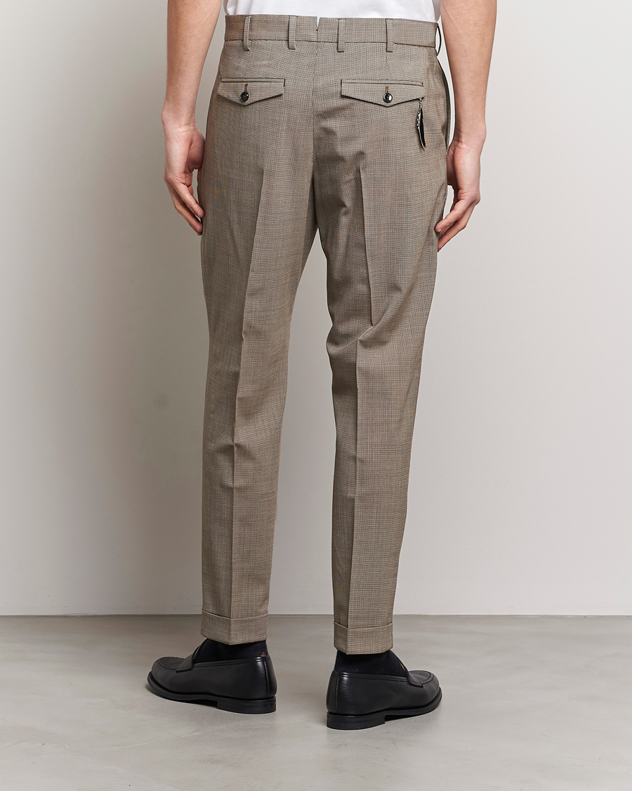 Hombres | Pantalones | PT01 | Slim Fit Pleated Soft Wool Trousers Beige