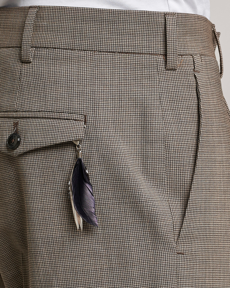 Hombres | Pantalones | PT01 | Slim Fit Pleated Soft Wool Trousers Beige