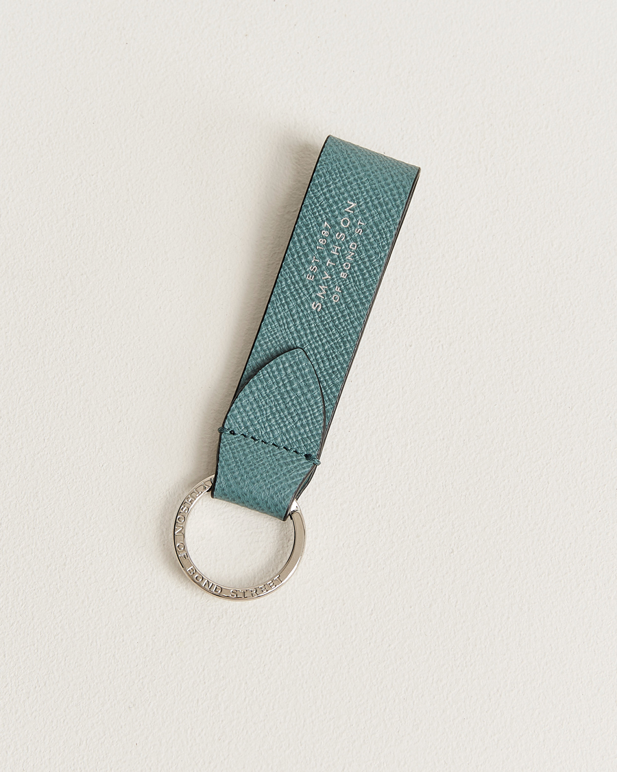 Hombres | llaveros | Smythson | Panama Leather Keyring Dark Teal