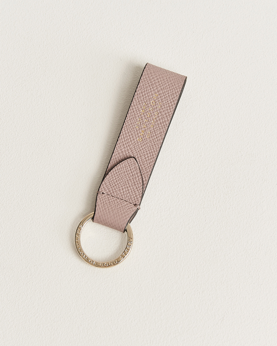 Hombres | llaveros | Smythson | Panama Leather Keyring Taupe