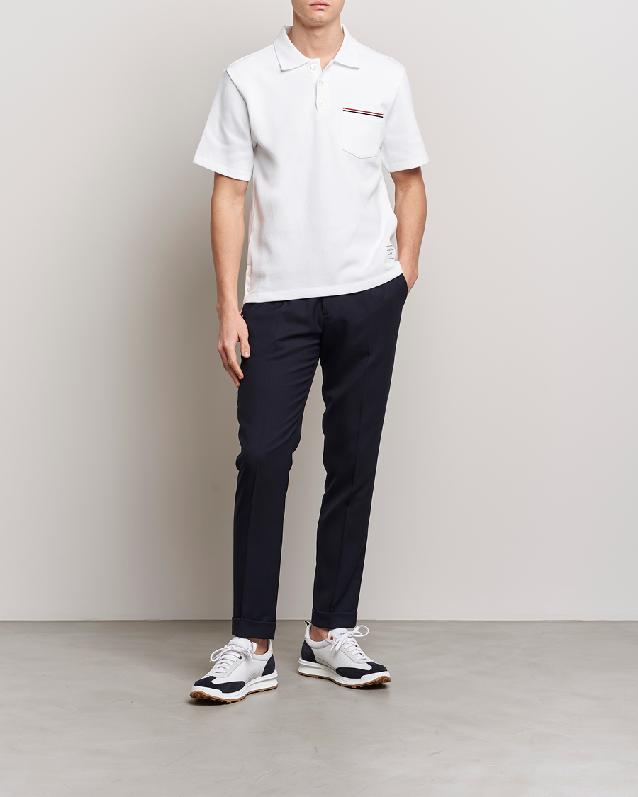 Hombres | Polos | Thom Browne | Short Sleeve Pocket Polo White