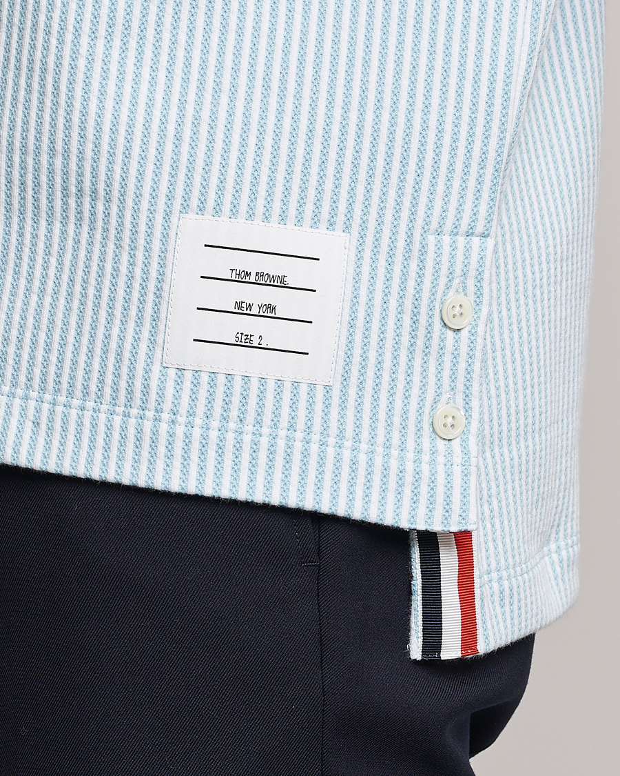 Hombres | Polos | Thom Browne | Short Sleeve Seersucker Polo Light Blue