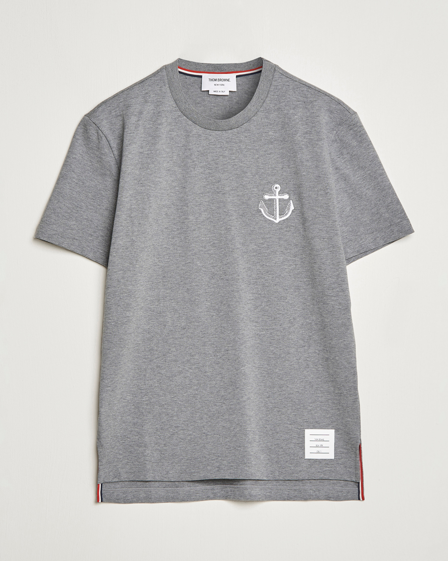 Hombres | Camisetas | Thom Browne | Anchor Embroidered T-Shirt Light Grey