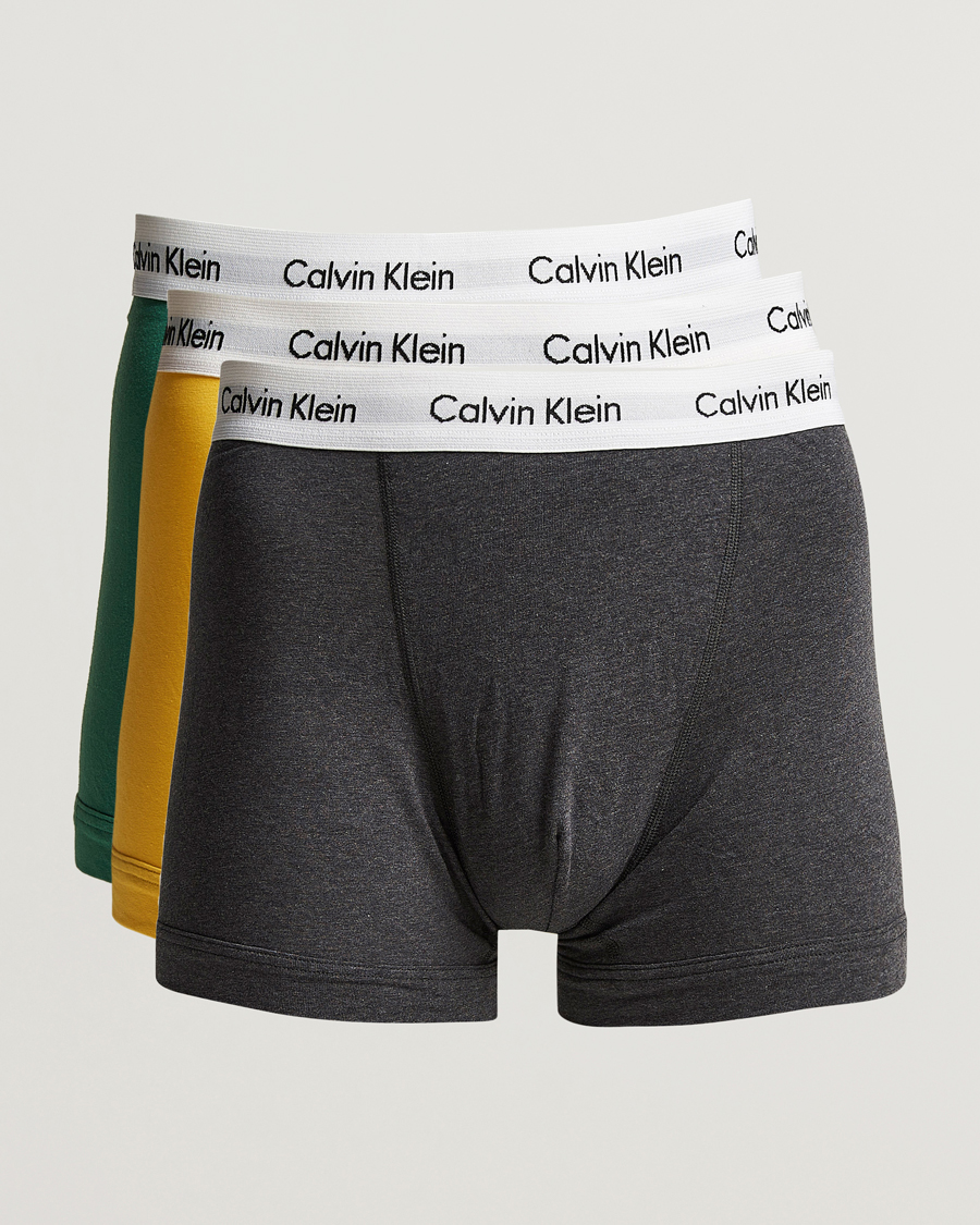 Hombres | Ropa interior y calcetines | Calvin Klein | Cotton Stretch Trunk 3-Pack Charcoal/Yellow/Green