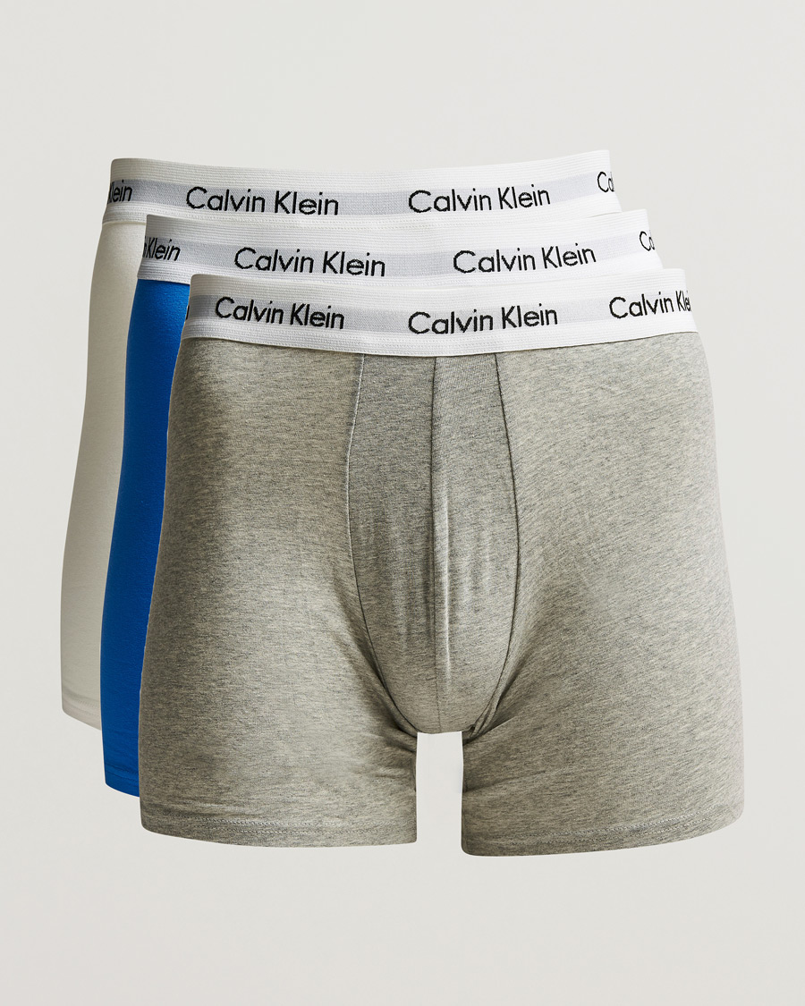 Hombres | Ropa interior y calcetines | Calvin Klein | Cotton Stretch 3-Pack Boxer Breif Grey/White/Blue
