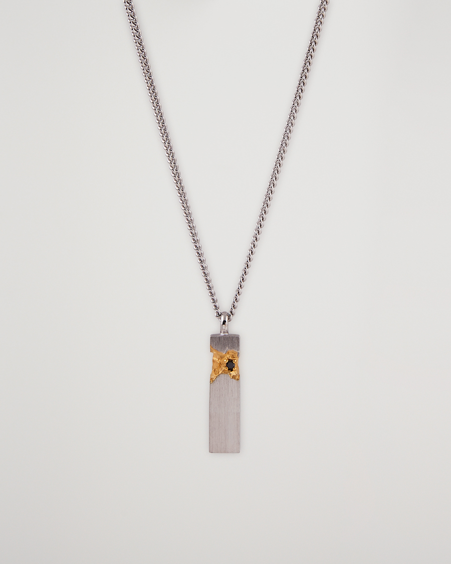 Hombres | Tom Wood Mined Cube Pendant Necklace Silver/Black | Tom Wood | Mined Cube Pendant Necklace Silver/Black