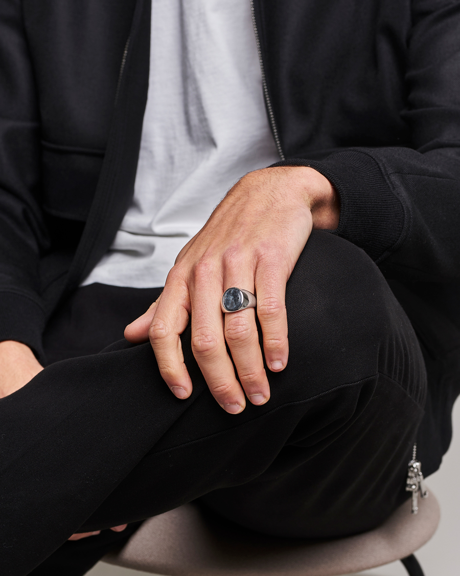 Hombres | Departamentos | Tom Wood | Oval Larvikite Ring Silver