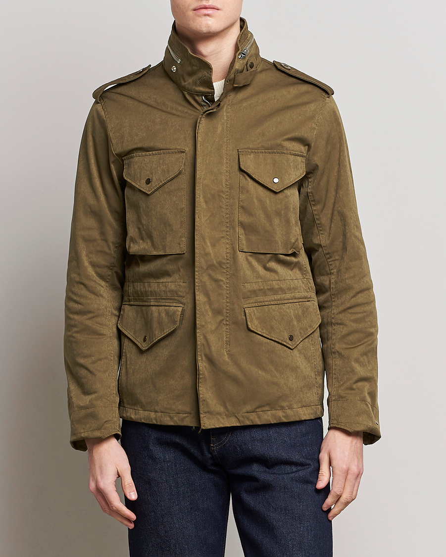 Hombres | Abrigos y chaquetas | Ten c | 9 oz OJJ Piece Dyed Short Field Jacket  Olive