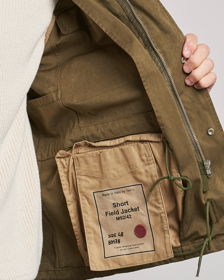 Hombres | Abrigos y chaquetas | Ten c | 9 oz OJJ Piece Dyed Short Field Jacket  Olive