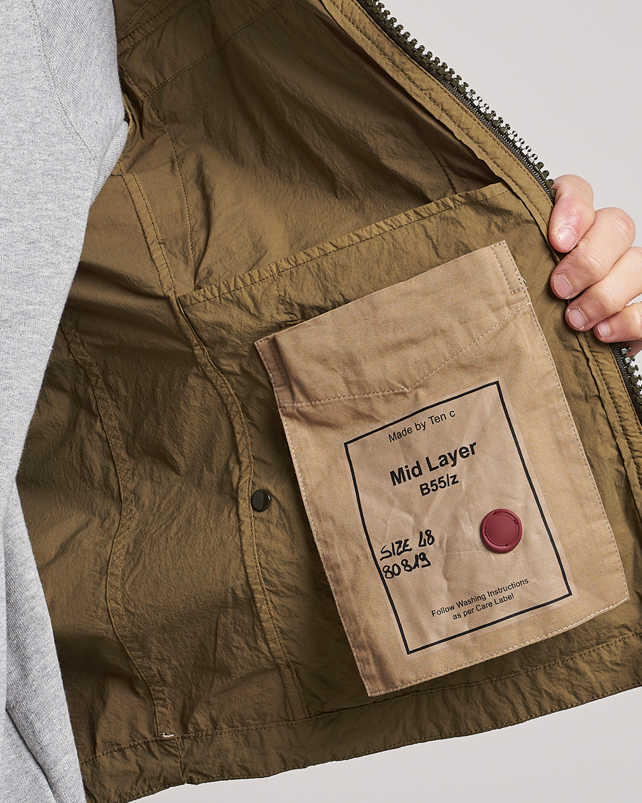 Hombres | Abrigos y chaquetas | Ten c | Garment Dyed Nylon Hooded Jacket Olive